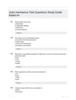 Auto mechanics Test Questions Study Guide Rated A+