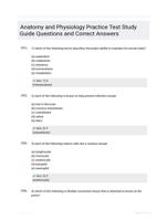 Anatomy and Physiology Practice Test Study Guide Questions and Correct Answers