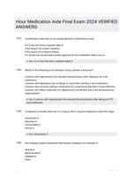 Hour Medication Aide Final Exam 2024 VERIFIED ANSWERS