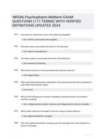 NR546 Psychopharm Midterm EXAM QUESTIONS (117 TERMS) WITH VERIFIED DEFINITIONS UPDATED 2024