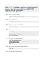 NSG 2113 Final Exam Questions Quiz (detailed questions and answers)(latest 2024/2025 update)already graded A+