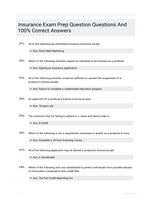 Insurance Exam Prep Question Questions And  100% Correct Answers