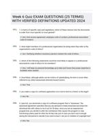 Week 6 Quiz EXAM QUESTIONS (25 TERMS) WITH VERIFIED DEFINITIONS UPDATED 2024
