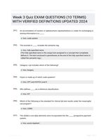 Week 3 Quiz EXAM QUESTIONS (10 TERMS) WITH VERIFIED DEFINITIONS UPDATED 2024
