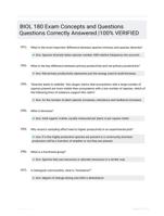 BIOL 180 Exam Concepts and Questions Questions Correctly  Answered |100% VERIFIED