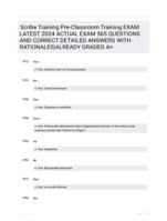 Scribe Training Pre-Classroom Training EXAM LATEST 2024 ACTUAL EXAM 565 QUESTIONS AND CORRECT DETAILED ANSWERS WITH RATIONALES|ALREADY GRADED A+