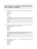 Exam questions complete 90 QUESTIONS  WITH 100% CORRECT  ANSWERS