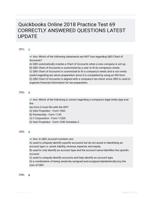 Quickbooks Online 2018 Practice Test 69 CORRECTLY ANSWERED QUESTIONS LATEST UPDATE