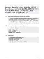 Certified Global Sanctions Specialist (CGSS) Exam Dumps /ACTUAL EXAM QUESTIONS WITH CORRECT DETAILED ANSWERS |LATEST UPDATE 2024/2025 GRADED A+