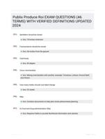 Publix Produce Roi  EXAM QUESTIONS (46 TERMS) WITH VERIFIED DEFINITIONS UPDATED 2024