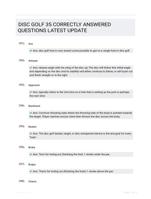 DISC GOLF 35 CORRECTLY ANSWERED QUESTIONS LATEST UPDATE