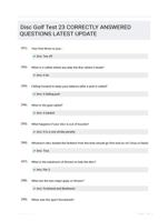 Disc Golf Test 23 CORRECTLY ANSWERED QUESTIONS LATEST UPDATE