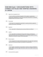 SCM 300 Exam 1 2024/QUESTIONS WITH CORRECT DETAILED AND VERIFIED ANSWERS/A+ GRADE
