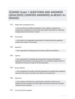 SCM300: Exam 1 QUESTIONS AND ANSWERS (2024/2025) (VERIFIED ANSWERS) ALREADY A+ GRADED.