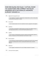 SCM 300 Davilla ASU Exam 1 ACTUAL EXAM 107 QUESTIONS AND CORRECT DETAILED ANSWERS WITH RATIONALES ANSWERS ALREADY GRADED A+