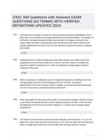 EXSC 440 Questions with Answers EXAM QUESTIONS (63 TERMS) WITH VERIFIED DEFINITIONS UPDATED 2024