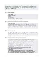 CQM 7 6 CORRECTLY ANSWERED QUESTIONS LATEST UPDATE