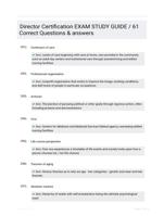 Director Certification EXAM STUDY GUIDE / 61 Correct Questions & answers