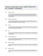 Director Certification Exam QUESTIONS  WITH ALL CORRECT ANSWERS