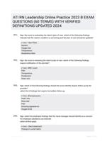 ATI RN Leadership Online Practice 2023 B EXAM QUESTIONS (60 TERMS) WITH VERIFIED DEFINITIONS UPDATED 2024