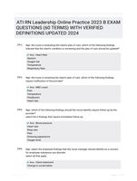 ATI RN Leadership Online Practice 2023 B EXAM QUESTIONS (60 TERMS) WITH VERIFIED DEFINITIONS UPDATED 2024