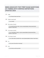 BMW ASSOCIATE TEST PREP EXAM QUESTIONS (21 TERMS) WITH VERIFIED DEFINITIONS UPDATED 2024
