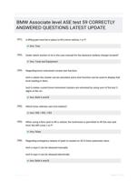 BMW Associate level ASE test 59 CORRECTLY ANSWERED QUESTIONS LATEST UPDATE