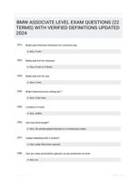 BMW ASSOCIATE LEVEL EXAM QUESTIONS (22 TERMS) WITH VERIFIED DEFINITIONS UPDATED 2024