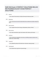 NUR 204 Exam 3 PERFECT SOLUTIONS RELIAS RN PHARMACOLOGY EXAM  PERFECT SOLUTIONS