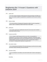 Binghamton Bio 114 exam 2 Questions with solutions 2024