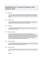 Binghamton Bio 114 exam 2 Questions with solutions 2024