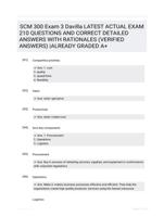 SCM 300 Exam 3 Davilla LATEST  ACTUAL EXAM 210 QUESTIONS AND CORRECT DETAILED ANSWERS WITH RATIONALES (VERIFIED ANSWERS) |ALREADY GRADED A+