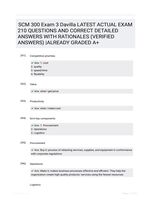 SCM 300 Exam 3 Davilla LATEST  ACTUAL EXAM 210 QUESTIONS AND CORRECT DETAILED ANSWERS WITH RATIONALES (VERIFIED ANSWERS) |ALREADY GRADED A+