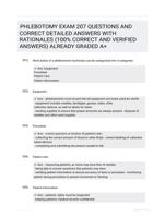 PHLEBOTOMY EXAM 207 QUESTIONS AND CORRECT DETAILED ANSWERS WITH RATIONALES (100% CORRECT AND VERIFIED ANSWERS) ALREADY GRADED A+