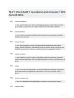 NUFT 204 EXAM 1 Questions and Answers 100% correct 2024