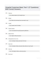 Hospital Corpsman Basic Test 1 |27 Questions| With Correct Answers.