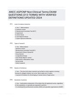 ANCC AGPCNP Non-Clinical Terms EXAM QUESTIONS (313 TERMS) WITH VERIFIED DEFINITIONS UPDATED 2024