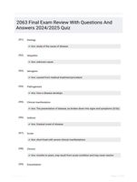 2063 Final Exam Review With Questions And Answers 2024/2025 Quiz