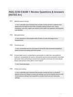 NSG-3250 EXAM 1 Review Questions & Answers (RATED A+)