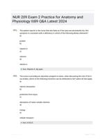 NUR 209 Exam 2 Practice for Anatomy and Physiology II|89 Q&A Latest 2024