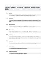 NUR 204 Exam 3 review Questions and Answers 2024