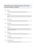 NUR 204 Exam 3 Study Questions with 100% Correct Answers | Verified