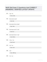 NUR 204 Exam 2 Questions And CORRECT ANSWERS |  VERIFIED |LATEST UPDATE