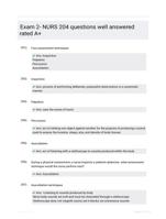 Exam 2- NURS 204 questions well answered rated A+