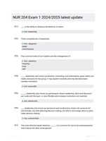 NUR 204 Exam 1 2024/2025 latest update