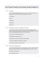SLP Praxis Practice Test Study Guide Graded A+