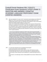 [Latest] Oracle Database SQL (1Z0-071) Certification Exam Questions LATEST  EXAM 13 QUESTION AND  ANSWER/ COGNITIVE ACADEMIC LANGUAGE PROFICIENCY  EXAM (VERIFIED ANSWERS)