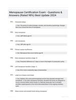 Menopause Certification Exam - Questions & Answers (Rated 98%) Best Update 2024