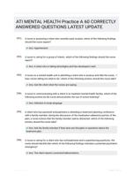 ATI MENTAL HEALTH Practice A 60 CORRECTLY ANSWERED QUESTIONS LATEST UPDATE