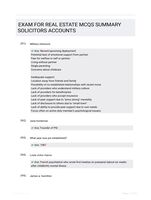 EXAM FOR REAL ESTATE  MCQS SUMMARY SOLICITORS  ACCOUNTS
